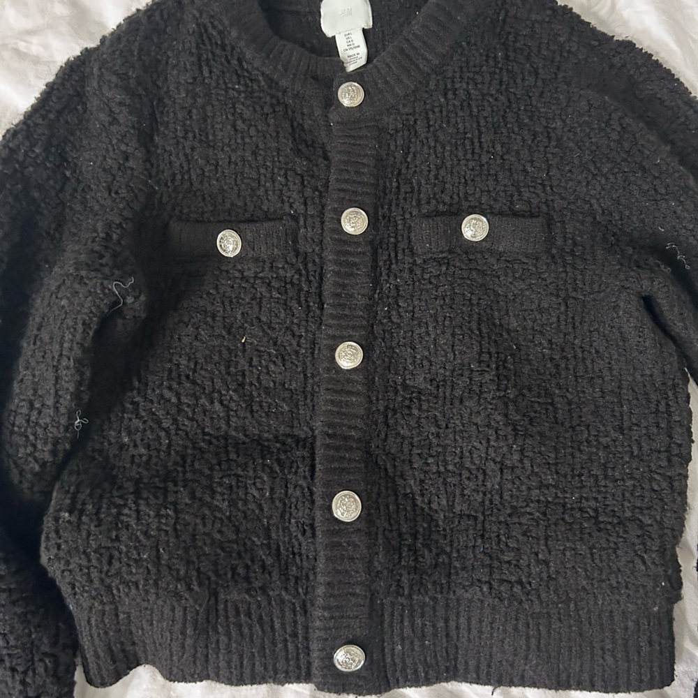 H&M Black Knit Cardigan with Silver Accents